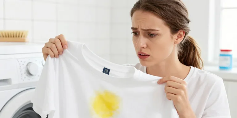tache jaune sur vêtement blanc après lavage