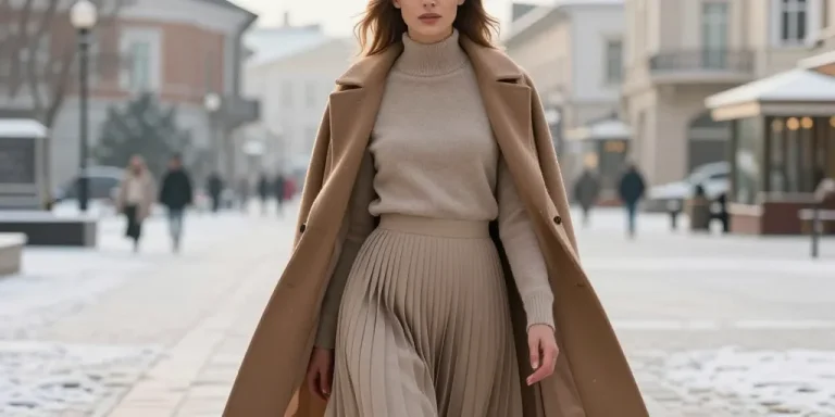 comment porter une jupe longue plissée en hiver