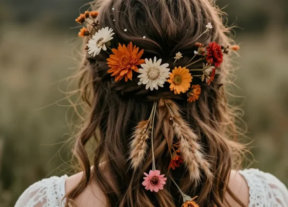 fleur cheveux mariage boheme