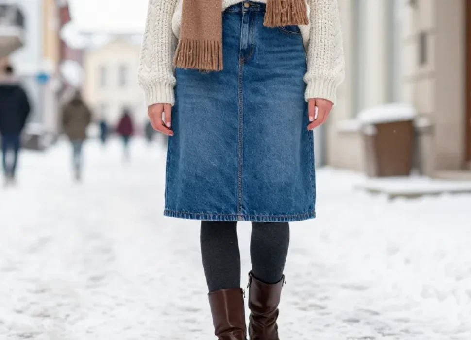 jupe en jean en hiver