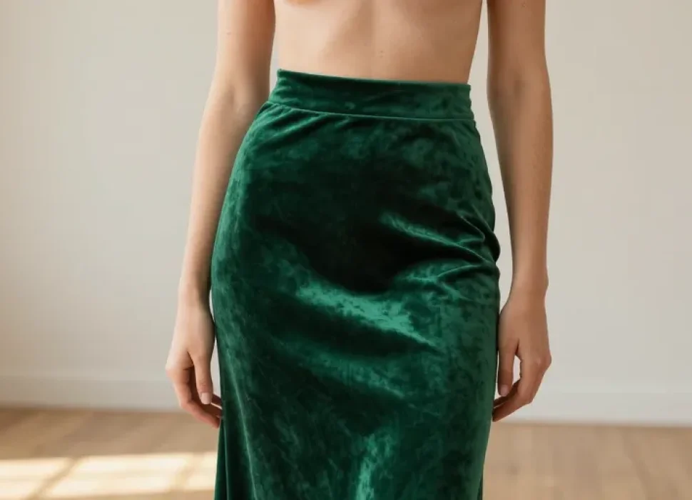 jupe velours vert