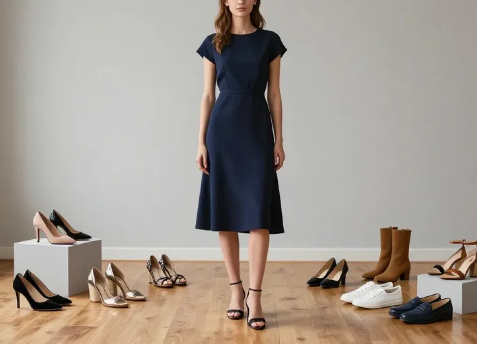 quelles chaussures avec une robe bleu marine