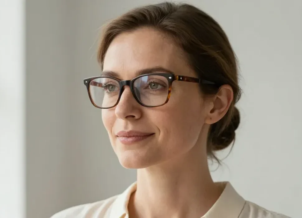 visage lunette rectangulaire femme